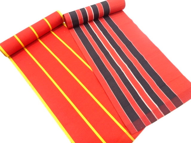 JAPANESE KIMONO / ANTIQUE BOLT FOR OBI / SET OF 2 / SILK / CHIKUZEN HAKATA